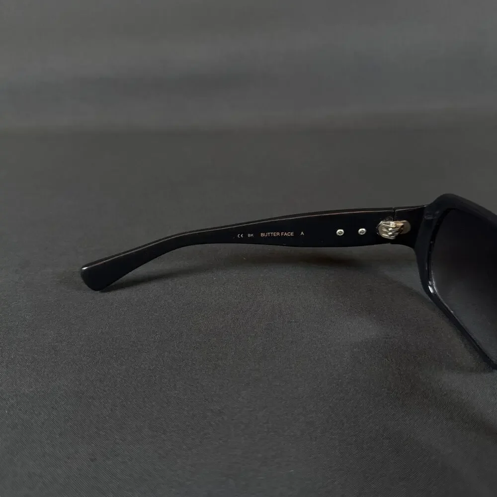 Kieselstein-Cord Butter Face 8K Black Acetate Blue Lens Sunglasses Japan RARE